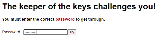 A screenshot of the website UI requiring password authentication