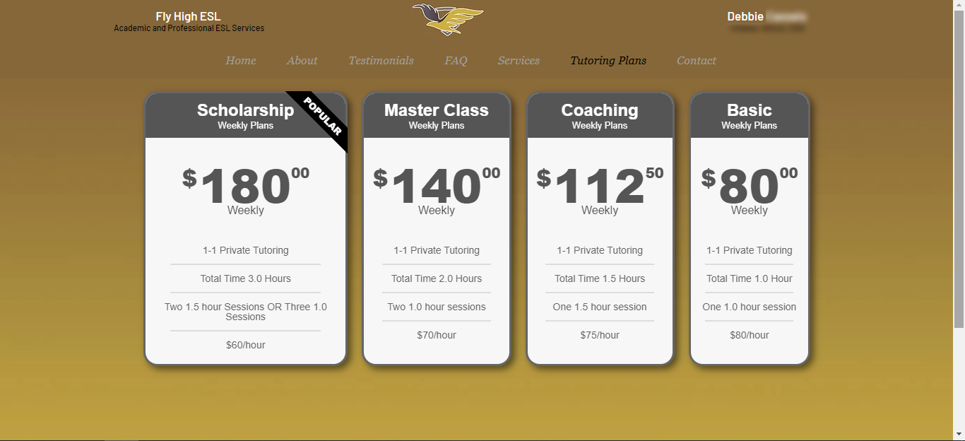 A pricing screen with details for various price plans