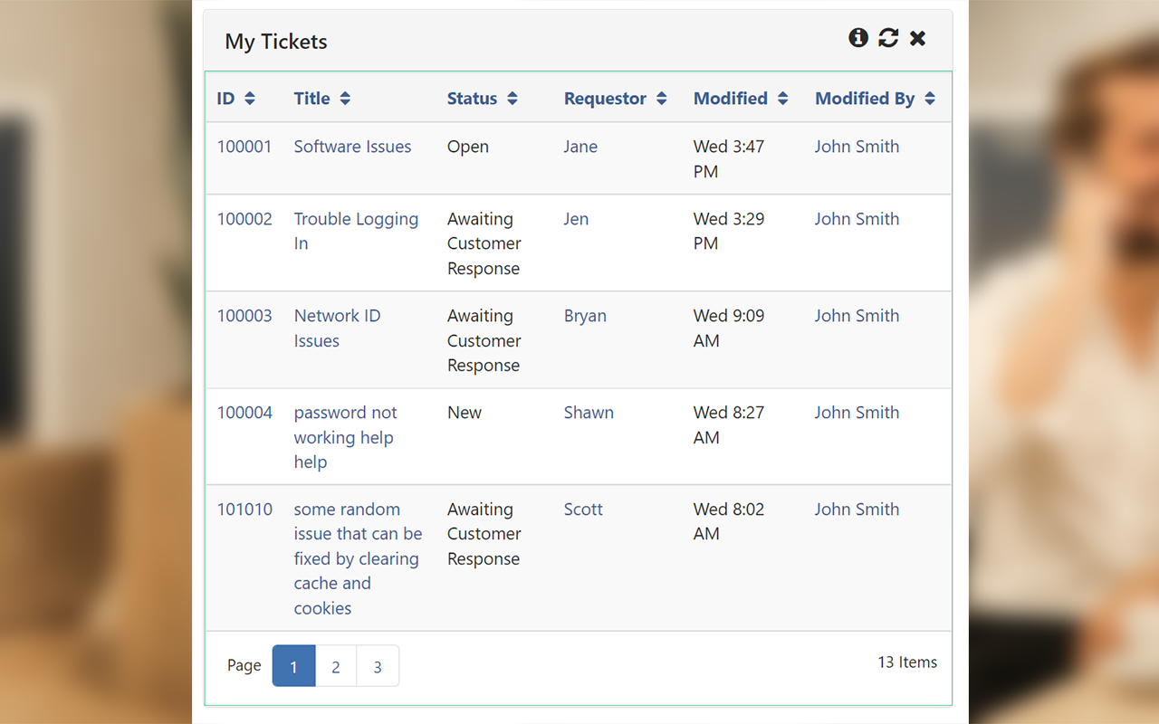 A ticket bucket with a green outline, indicating that TDX Updater is updating the content