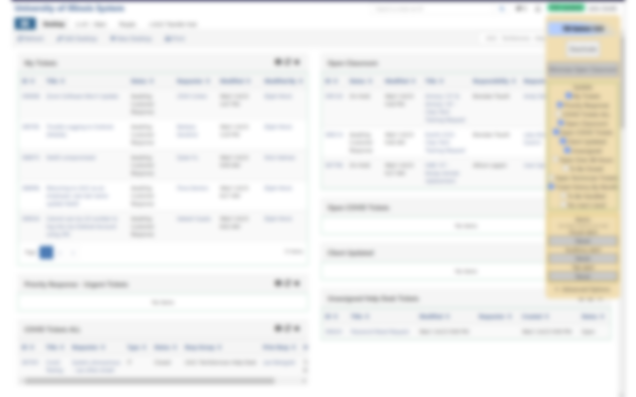 A blurred view of TDX with the ticket buckets being updated by TDX Updater and the TDX Updater options page expanded