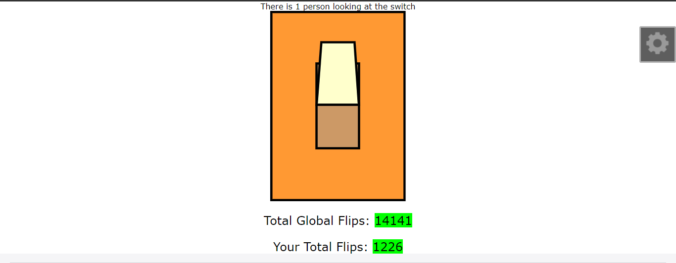 The Switch, an online light switch, in the up/on position, with a light background