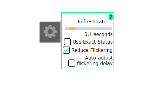 A screenshot of the settings options for The Switch, including a refresh rate slider and flickering adjustment toggle