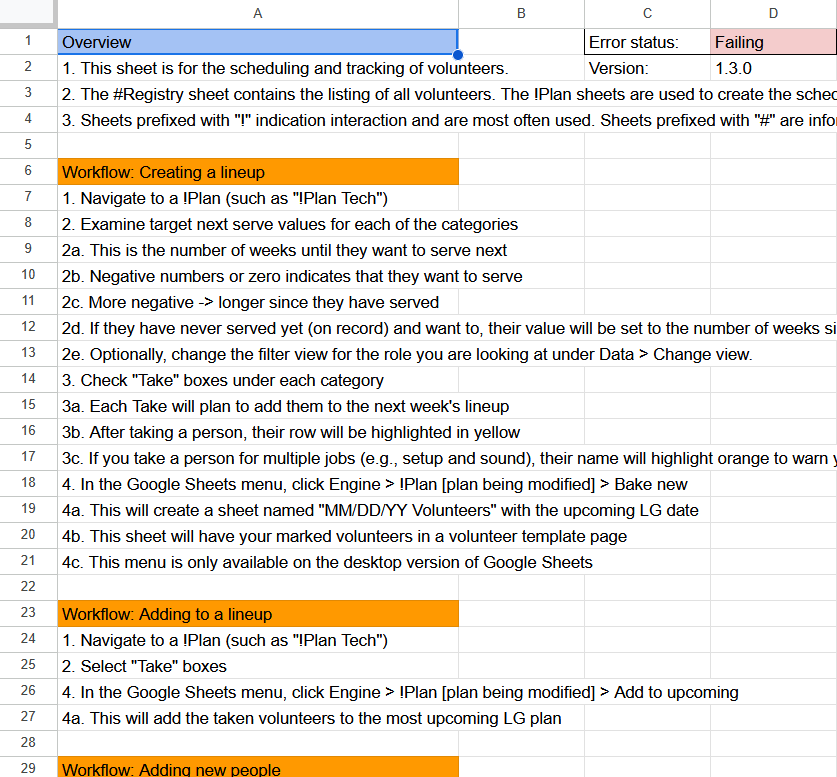 The documentation page, which details how to create a lineup and add people to a lineup